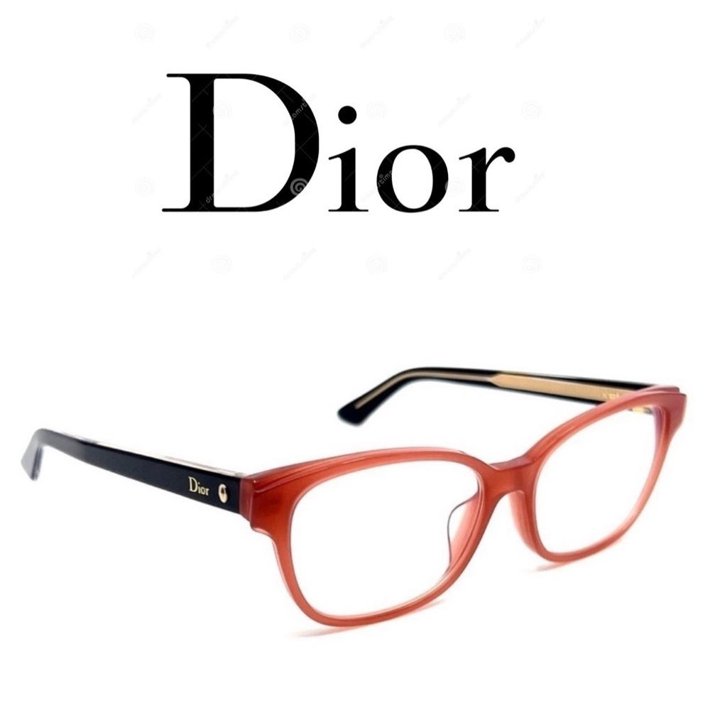 Christian Dior Montaigne 50mm Square Optical Frames, Coral Brick Glasses